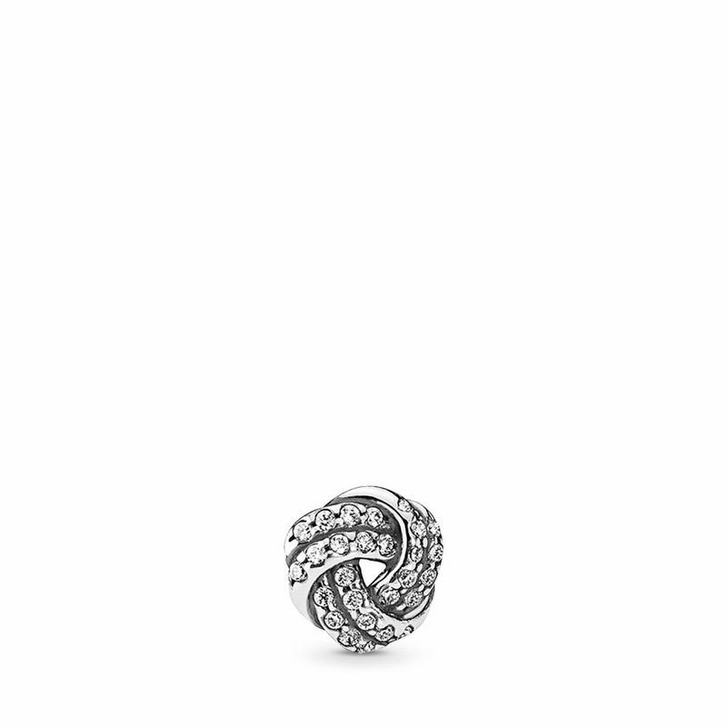 Pandora Sparkling Love Knot Petite Locket Charm Ireland - Sterling Silver/Cubic Zirconia - 761082VML